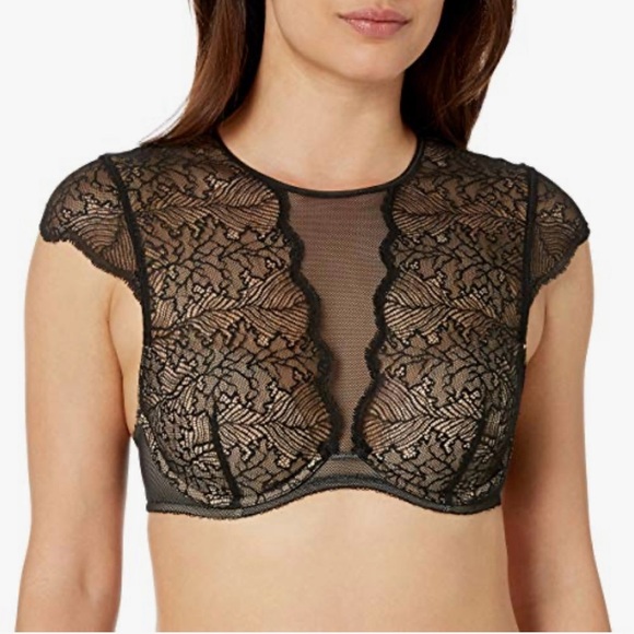 B.tempt’d Elegant Black Lace Cap Sleeve Bra - Picture 1 of 11